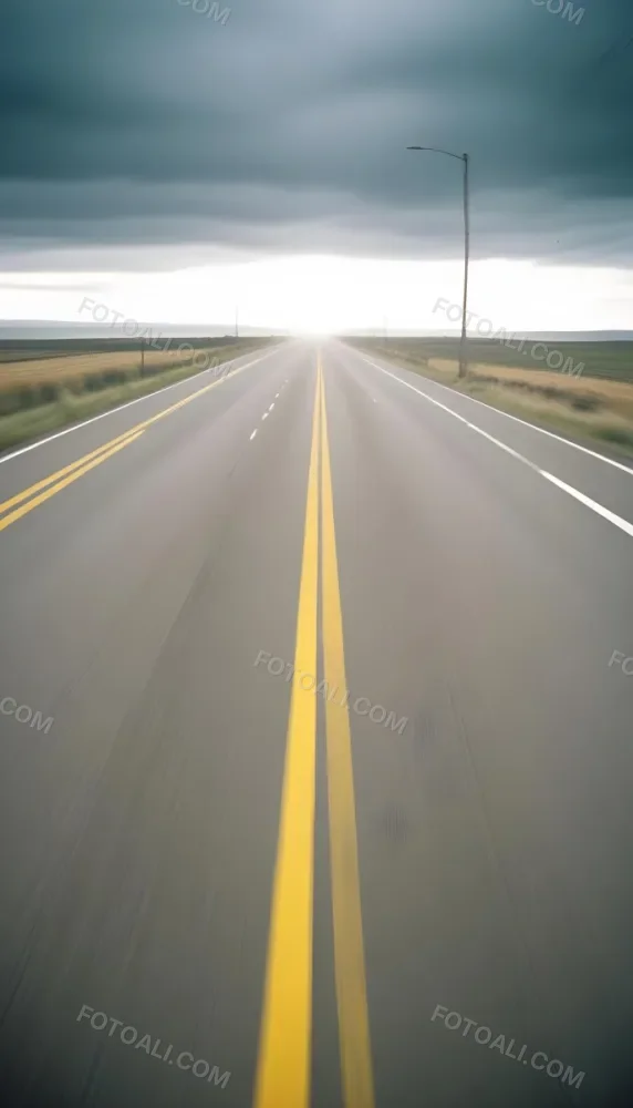 35mm Film Photography A Blurred Image Of A Road With Yellow Center Lines Indicating High Speed Motion High Detail 11 0023