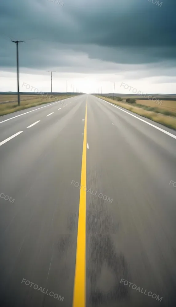 35mm Film Photography A Blurred Image Of A Road With Yellow Center Lines Indicating High Speed Motion High Detail 2 4c55