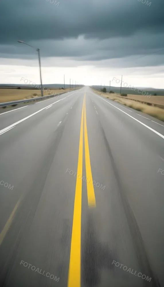 35mm Film Photography A Blurred Image Of A Road With Yellow Center Lines Indicating High Speed Motion High Detail 3 C8e0