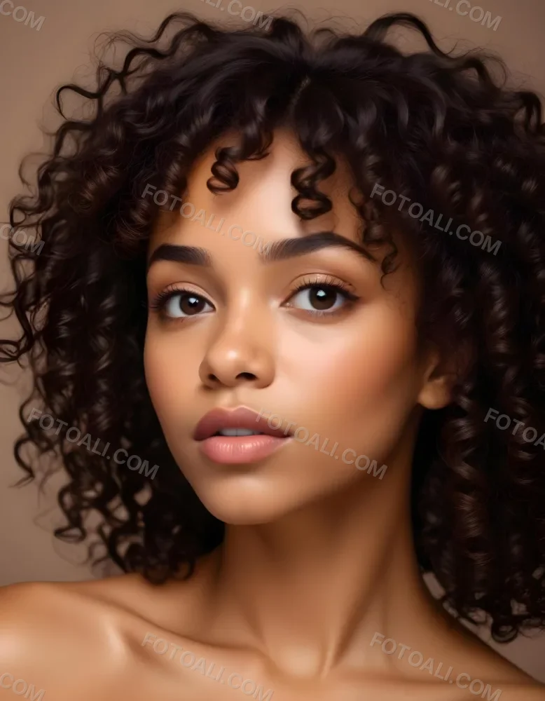 35mm Film Photography A Young African American Woman With Curly Dark Hair Full Lips And A Neutral Facial Expression High Detail 1 4fc0