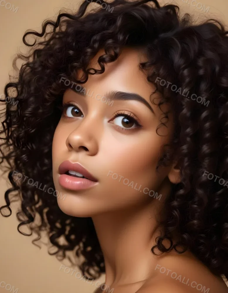 35mm Film Photography A Young African American Woman With Curly Dark Hair Full Lips And A Neutral Facial Expression High Detail 13 6934