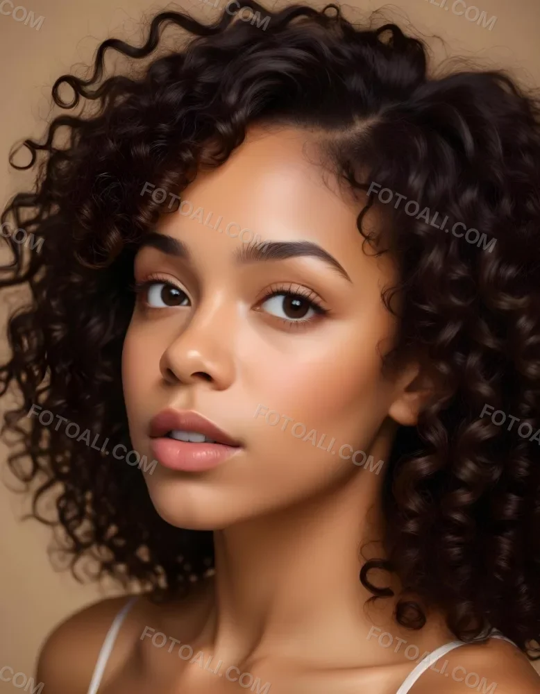 35mm Film Photography A Young African American Woman With Curly Dark Hair Full Lips And A Neutral Facial Expression High Detail 3 88d6