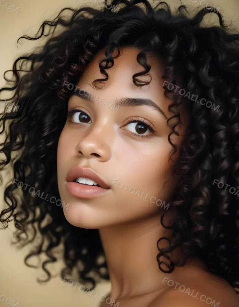 35mm Film Photography A Young African American Woman With Curly Dark Hair Full Lips And A Neutral Facial Expression High Detail 30 Ca0f