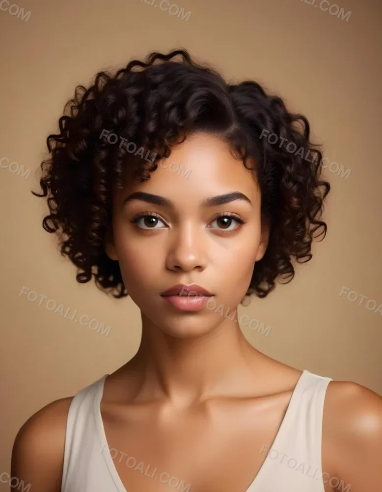 35mm Film Photography A Young African American Woman With Curly Dark Hair Full Lips And A Neutral Facial Expression High Detail 4 8d32