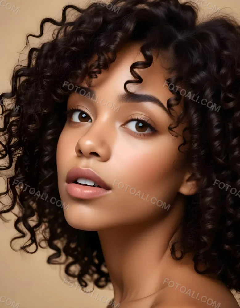 35mm Film Photography A Young African American Woman With Curly Dark Hair Full Lips And A Neutral Facial Expression High Detail 5 43f2