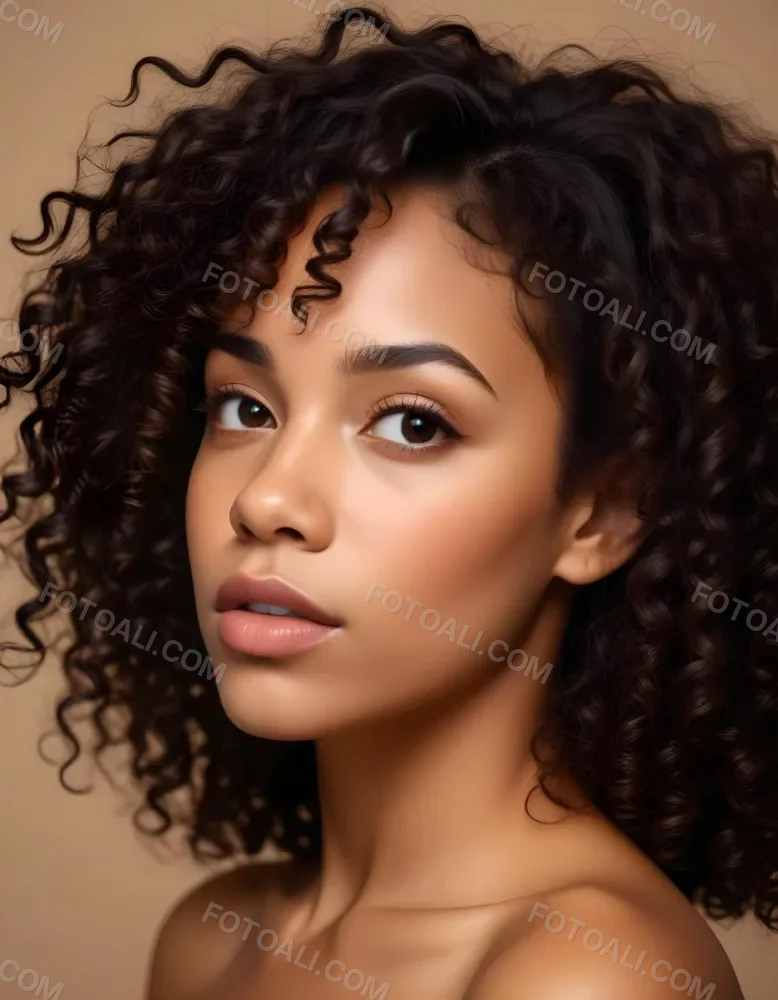 35mm Film Photography A Young African American Woman With Curly Dark Hair Full Lips And A Neutral Facial Expression High Detail 6 E7d2