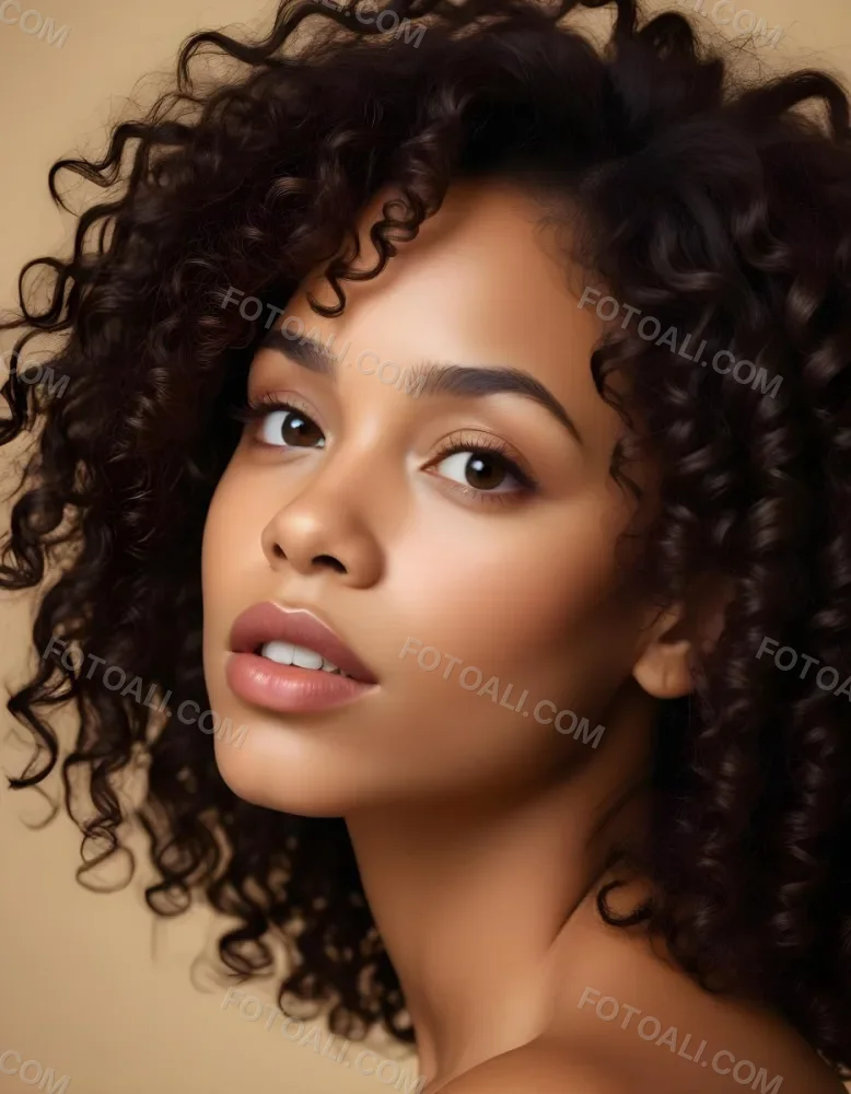 35mm Film Photography A Young African American Woman With Curly Dark Hair Full Lips And A Neutral Facial Expression High Detail 7 2e00