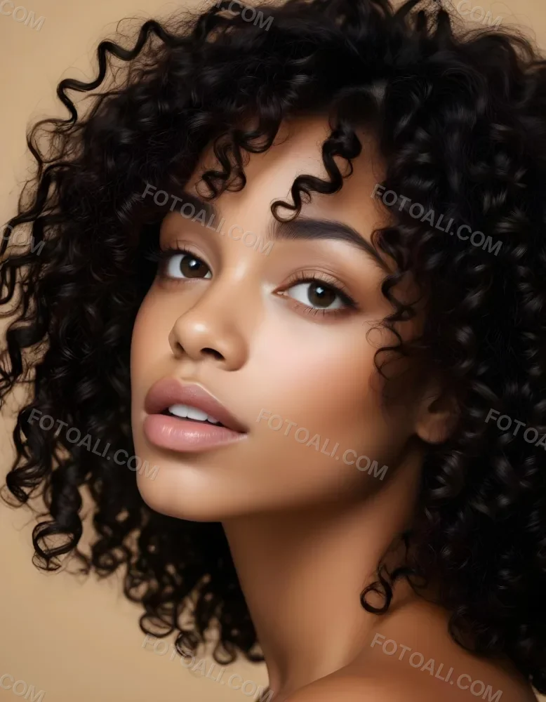 35mm Film Photography A Young African American Woman With Curly Dark Hair Full Lips And A Neutral Facial Expression High Detail 9 52f9