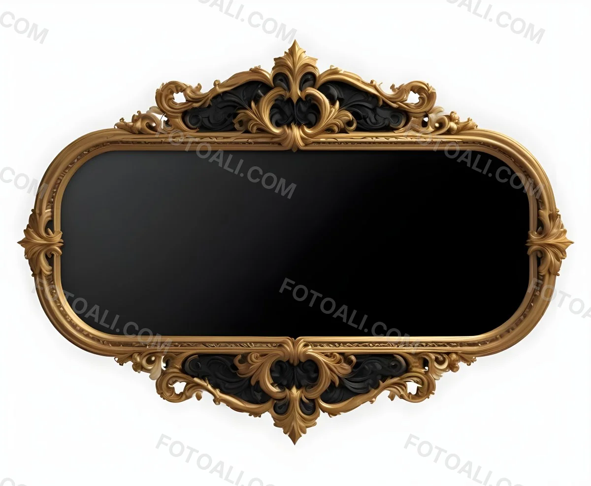 3d Model A Black And Gold Ornate Frame With Ornate Corners A Classic Design And A Black Background Figure Octane Render Volumetric Highly Detailed Videogame Aesthetic 11 F719