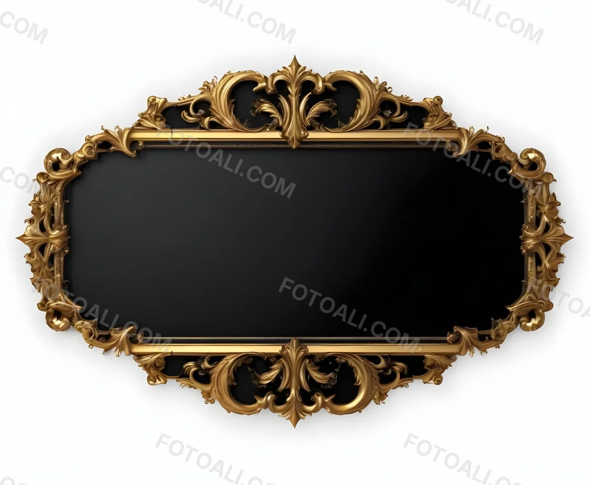 3d Model A Black And Gold Ornate Frame With Ornate Corners A Classic Design And A Black Background Figure Octane Render Volumetric Highly Detailed Videogame Aesthetic 7 6a3e