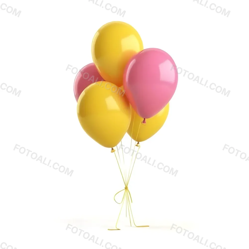 3d Model A Bunch Of Yellow And Pink Balloons Tied Together With Yellow Strings Isolated On A Yellow Background Minimalist Clean Bright Figure Octane Render Volumetric Highly Detailed Videogame Aesthetic 16 82f0