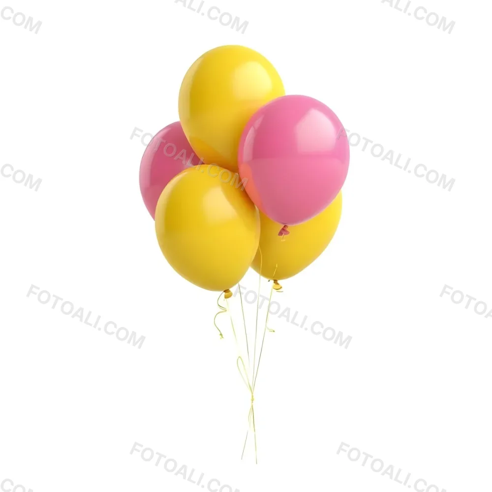 3d Model A Bunch Of Yellow And Pink Balloons Tied Together With Yellow Strings Isolated On A Yellow Background Minimalist Clean Bright Figure Octane Render Volumetric Highly Detailed Videogame Aesthetic 26 7b5d
