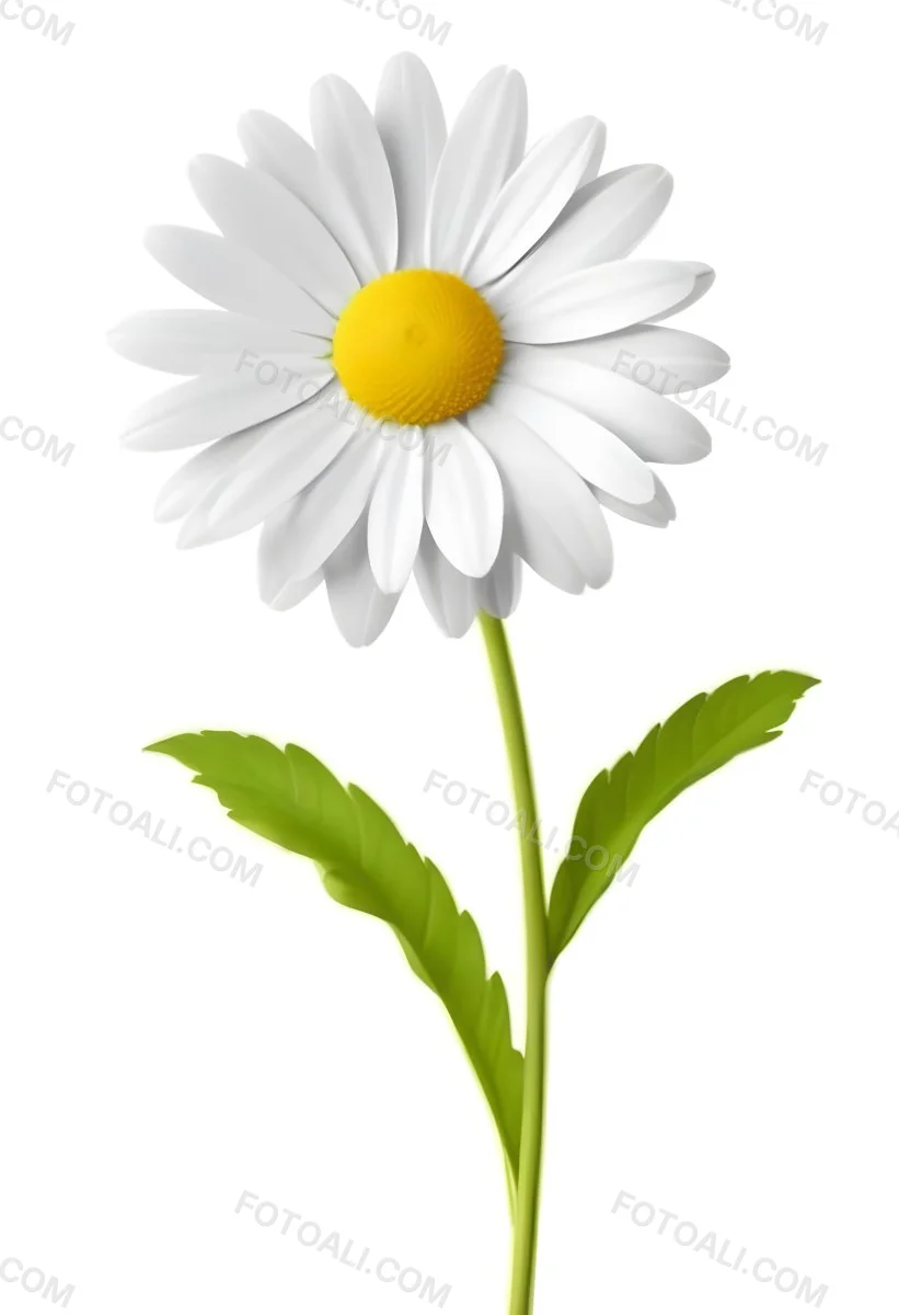 3d Model A Daisy With White Petals And A Green Center Yellow Stem And Leaves Isolated On A White Background Figure Octane Render Volumetric Highly Detailed Videogame Aesthetic 11 4ae8