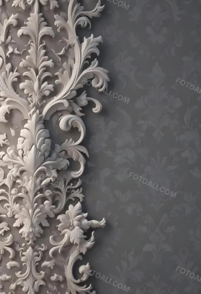 3d Model A Decorative Gray And White Damask Pattern With Ornate Floral And Scroll Designs Figure Octane Render Volumetric Highly Detailed Videogame Aesthetic 10 0a95
