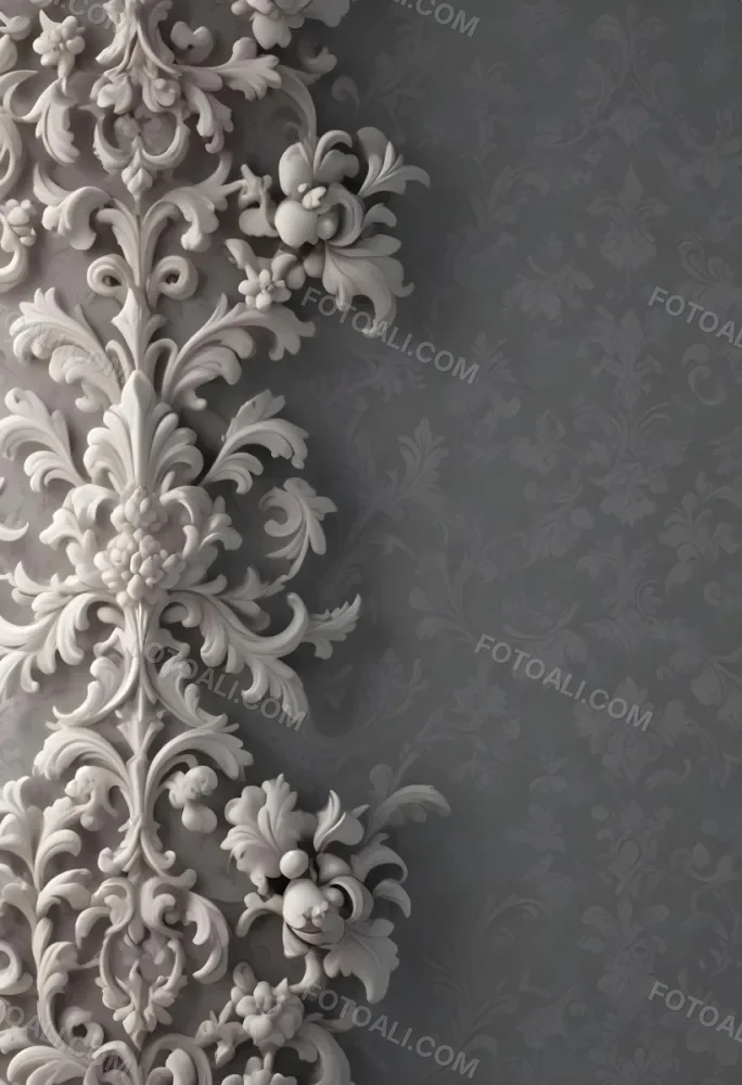 3d Model A Decorative Gray And White Damask Pattern With Ornate Floral And Scroll Designs Figure Octane Render Volumetric Highly Detailed Videogame Aesthetic 11 323b