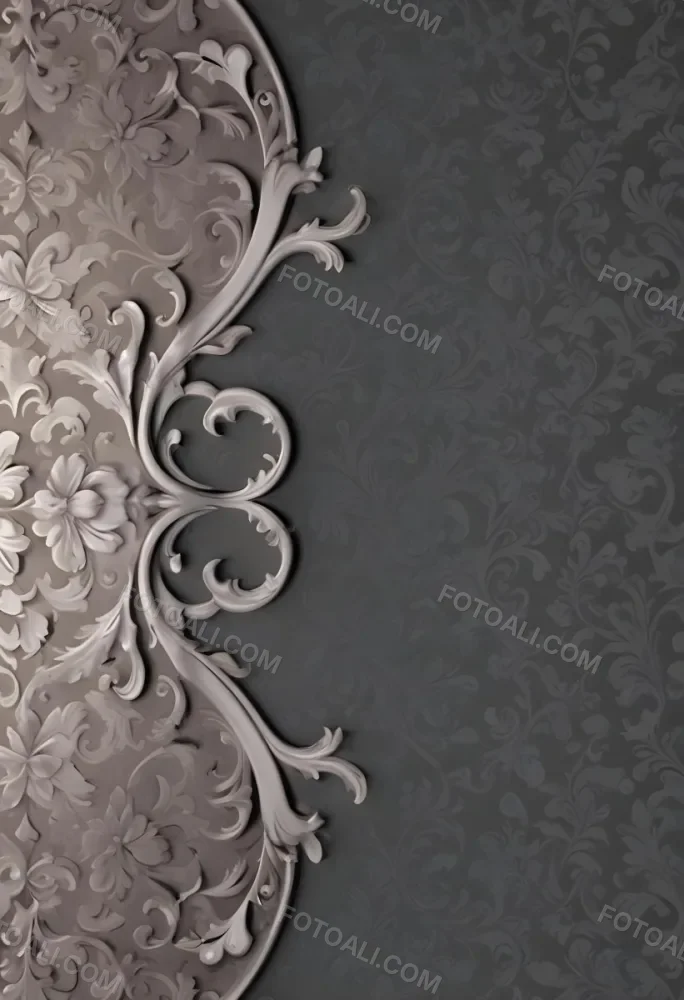 3d Model A Decorative Gray And White Damask Pattern With Ornate Floral And Scroll Designs Figure Octane Render Volumetric Highly Detailed Videogame Aesthetic 12 C791