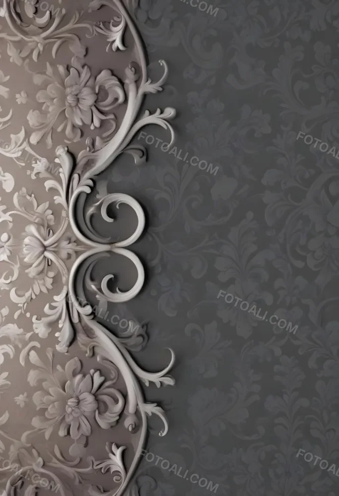 3d Model A Decorative Gray And White Damask Pattern With Ornate Floral And Scroll Designs Figure Octane Render Volumetric Highly Detailed Videogame Aesthetic 15 6f04