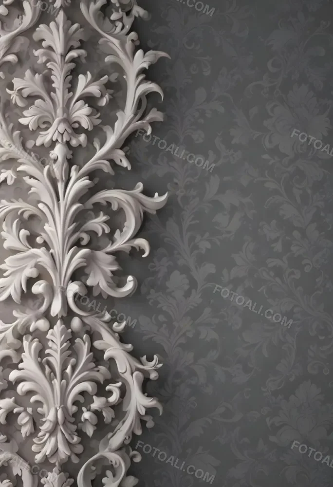 3d Model A Decorative Gray And White Damask Pattern With Ornate Floral And Scroll Designs Figure Octane Render Volumetric Highly Detailed Videogame Aesthetic 2 3121
