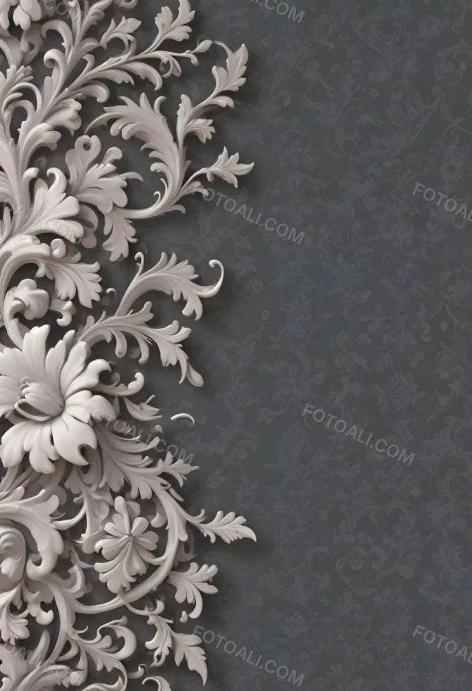 3d Model A Decorative Gray And White Damask Pattern With Ornate Floral And Scroll Designs Figure Octane Render Volumetric Highly Detailed Videogame Aesthetic 5 9a35