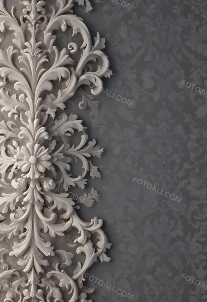 3d Model A Decorative Gray And White Damask Pattern With Ornate Floral And Scroll Designs Figure Octane Render Volumetric Highly Detailed Videogame Aesthetic 6 D827