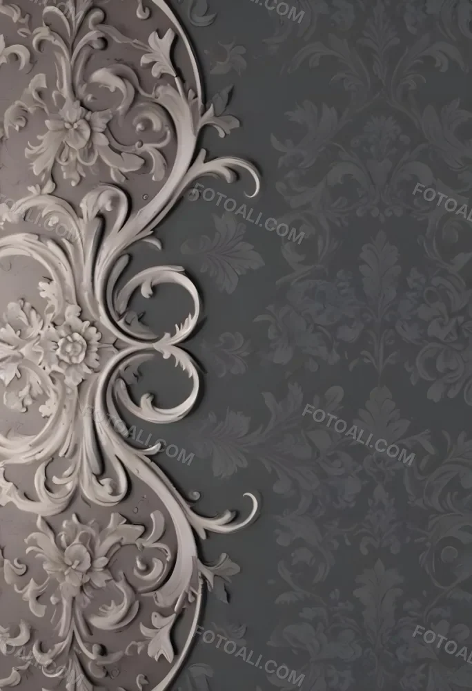 3d Model A Decorative Gray And White Damask Pattern With Ornate Floral And Scroll Designs Figure Octane Render Volumetric Highly Detailed Videogame Aesthetic 7 B515