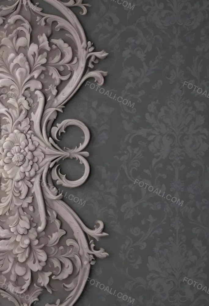3d Model A Decorative Gray And White Damask Pattern With Ornate Floral And Scroll Designs Figure Octane Render Volumetric Highly Detailed Videogame Aesthetic 8 C37a