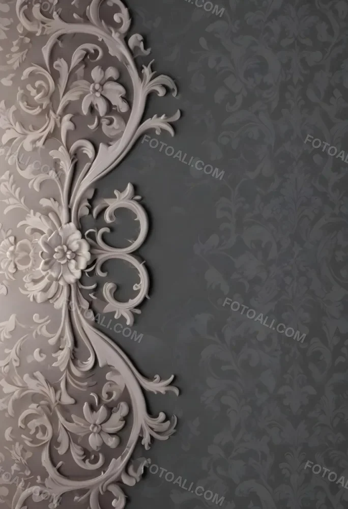 3d Model A Decorative Gray And White Damask Pattern With Ornate Floral And Scroll Designs Figure Octane Render Volumetric Highly Detailed Videogame Aesthetic 9 A086