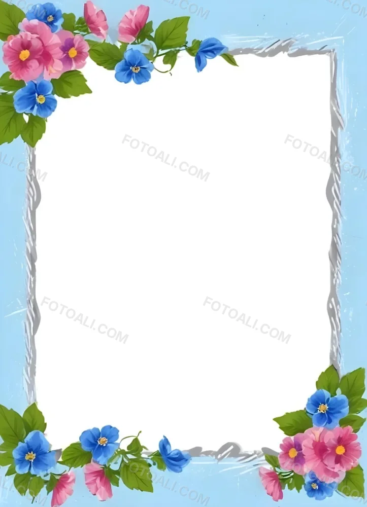 3d Model A Frame With Blue And Pink Flowers On A Light Blue Background Figure Octane Render Volumetric Highly Detailed Videogame Aesthetic 27 82e0