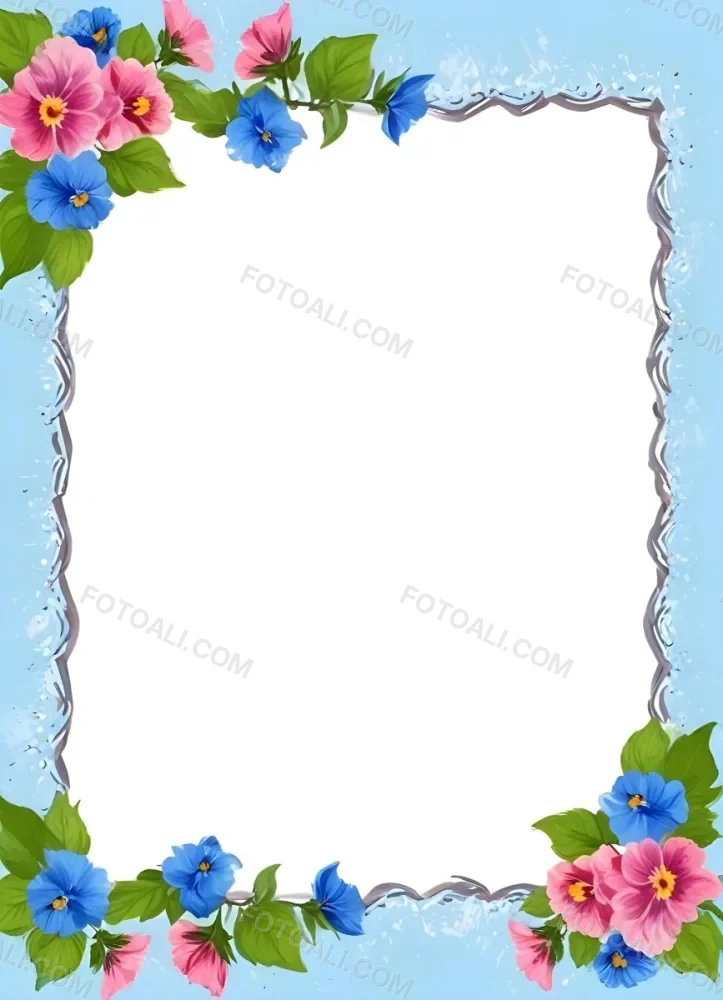 3d Model A Frame With Blue And Pink Flowers On A Light Blue Background Figure Octane Render Volumetric Highly Detailed Videogame Aesthetic 9 A5cd