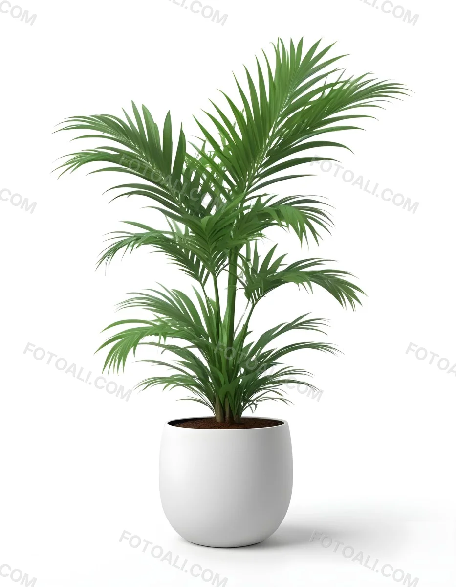 3d Model A Green Areca Palm Plant In A White Pot The Background Is Plain White The Plant Is Lush And Healthy The Pot Is Simple And Modern Figure Octane Render Volumetric Highly Detailed Videogame Aesthetic 16 9464
