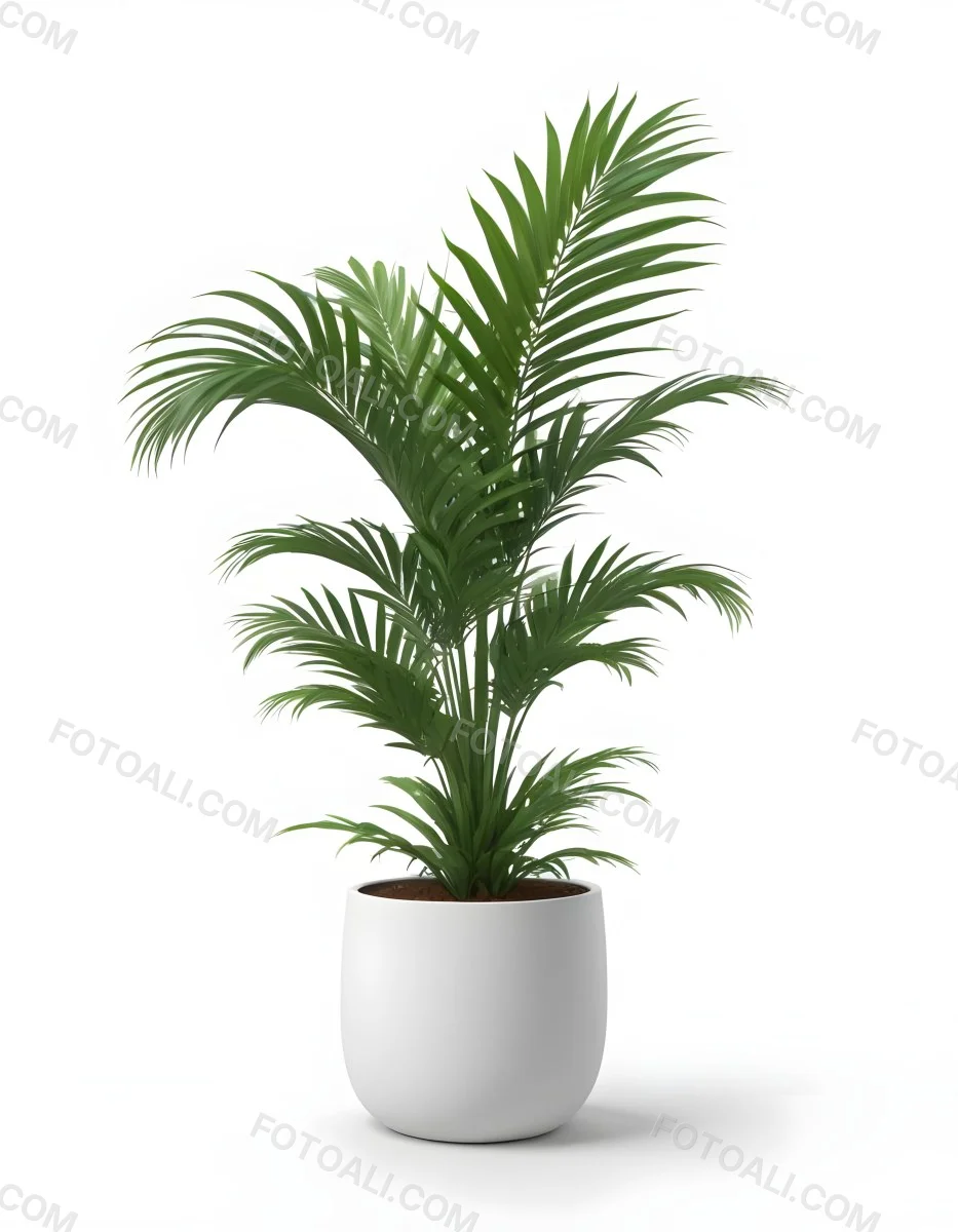 3d Model A Green Areca Palm Plant In A White Pot The Background Is Plain White The Plant Is Lush And Healthy The Pot Is Simple And Modern Figure Octane Render Volumetric Highly Detailed Videogame Aesthetic 5 C355