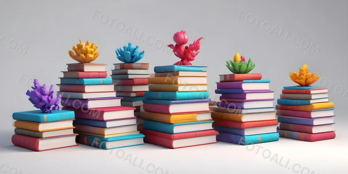 3d Model A Group Of Colorful Books On A White Background Figure Octane Render Volumetric Highly Detailed Videogame Aesthetic 8 Ae45