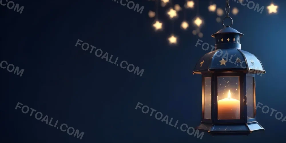 3d Model A Lantern With A Candle Inside Hanging From A Star With Bokeh Lights In A Dark Blue Background Figure Octane Render Volumetric Highly Detailed Videogame Aesthetic 33 7009