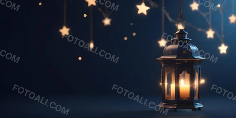3d Model A Lantern With A Candle Inside Hanging From A Star With Bokeh Lights In A Dark Blue Background Figure Octane Render Volumetric Highly Detailed Videogame Aesthetic 34 A4f1