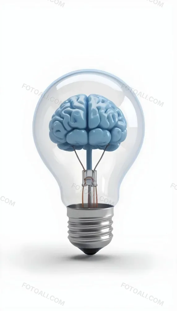 3d Model A Light Bulb With A Brain Inside The Brain Is Blue And The Light Bulb Is Clear On A White Background Figure Octane Render Volumetric Highly Detailed Videogame Aesthetic 1 47db