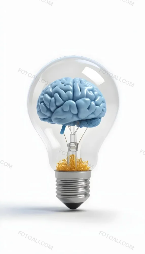 3d Model A Light Bulb With A Brain Inside The Brain Is Blue And The Light Bulb Is Clear On A White Background Figure Octane Render Volumetric Highly Detailed Videogame Aesthetic 19 F3ab