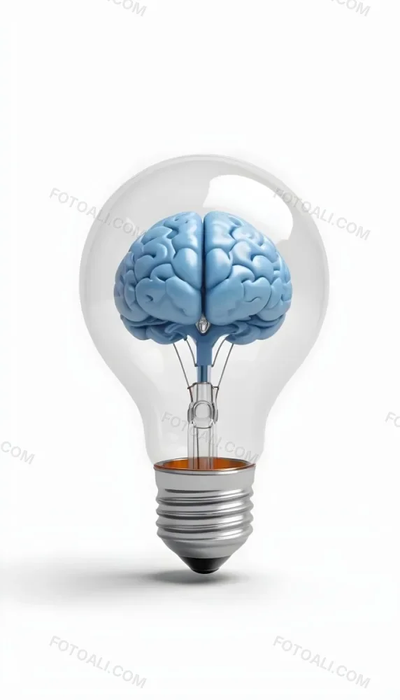 3d Model A Light Bulb With A Brain Inside The Brain Is Blue And The Light Bulb Is Clear On A White Background Figure Octane Render Volumetric Highly Detailed Videogame Aesthetic 24 C4fc