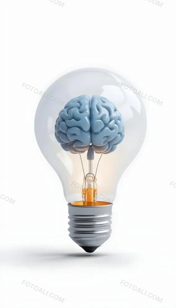3d Model A Light Bulb With A Brain Inside The Brain Is Blue And The Light Bulb Is Clear On A White Background Figure Octane Render Volumetric Highly Detailed Videogame Aesthetic 4 36dc
