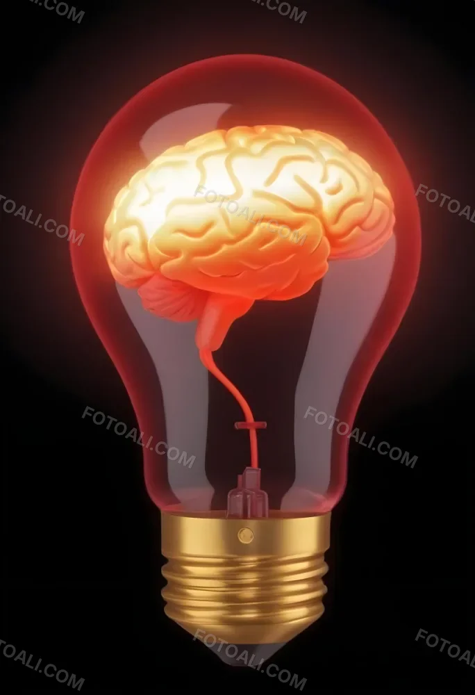 3d Model A Light Bulb With A Brain Inside The Brain Is Glowing The Background Is Black Figure Octane Render Volumetric Highly Detailed Videogame Aesthetic 17 Ffbb