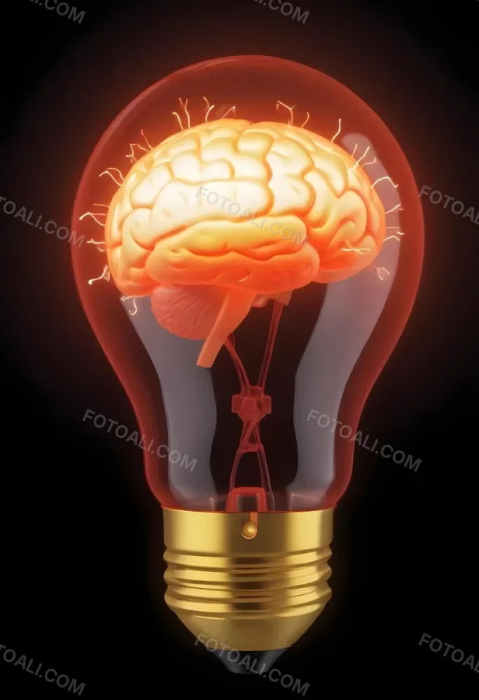 3d Model A Light Bulb With A Brain Inside The Brain Is Glowing The Background Is Black Figure Octane Render Volumetric Highly Detailed Videogame Aesthetic 19 7f2e