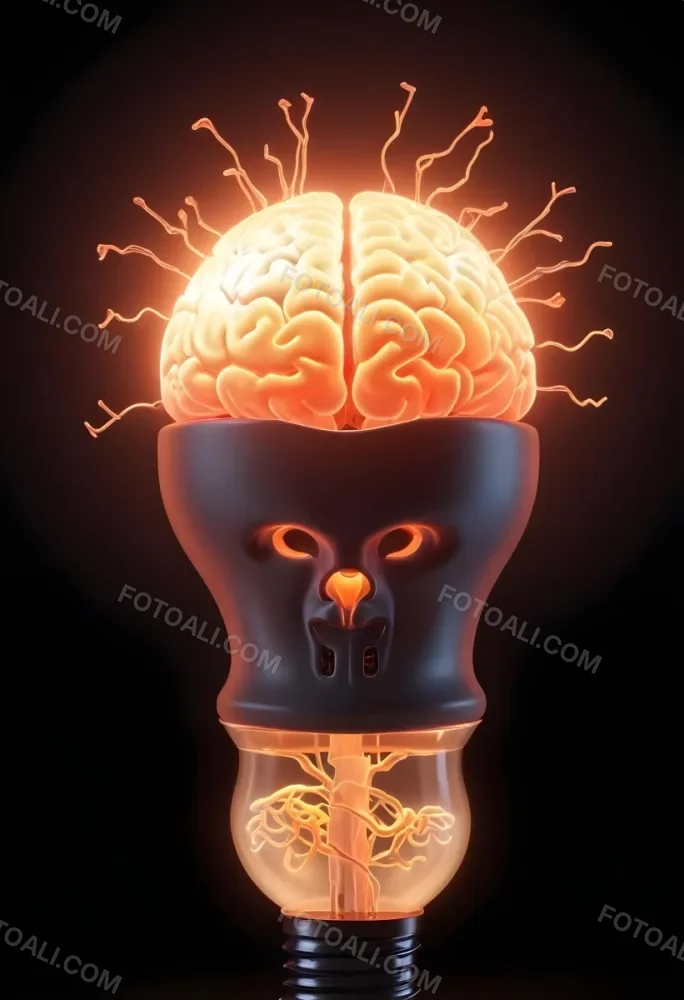 3d Model A Light Bulb With A Brain Inside The Brain Is Glowing The Background Is Black Figure Octane Render Volumetric Highly Detailed Videogame Aesthetic 27 1692