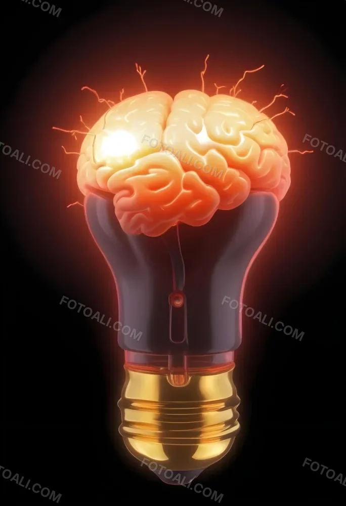 3d Model A Light Bulb With A Brain Inside The Brain Is Glowing The Background Is Black Figure Octane Render Volumetric Highly Detailed Videogame Aesthetic 29 46f9