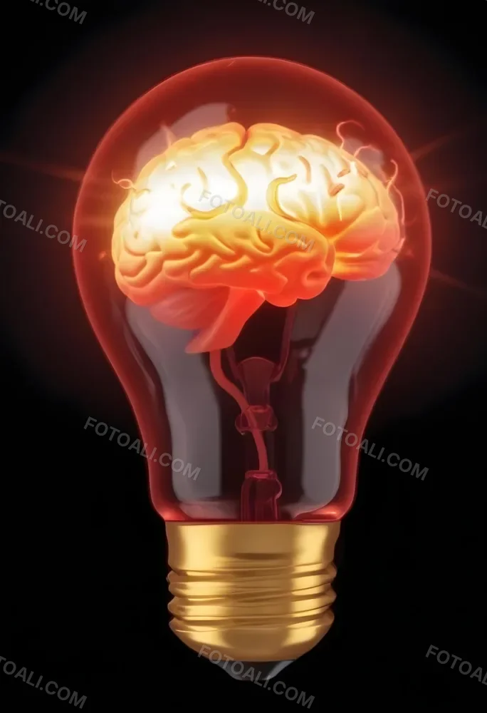 3d Model A Light Bulb With A Brain Inside The Brain Is Glowing The Background Is Black Figure Octane Render Volumetric Highly Detailed Videogame Aesthetic 3 9d88