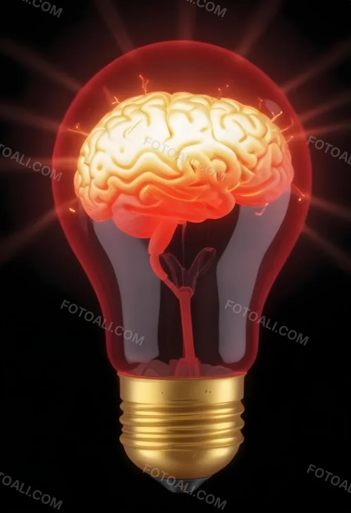 3d Model A Light Bulb With A Brain Inside The Brain Is Glowing The Background Is Black Figure Octane Render Volumetric Highly Detailed Videogame Aesthetic 31 15d8