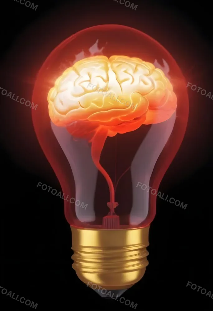 3d Model A Light Bulb With A Brain Inside The Brain Is Glowing The Background Is Black Figure Octane Render Volumetric Highly Detailed Videogame Aesthetic 8 A992