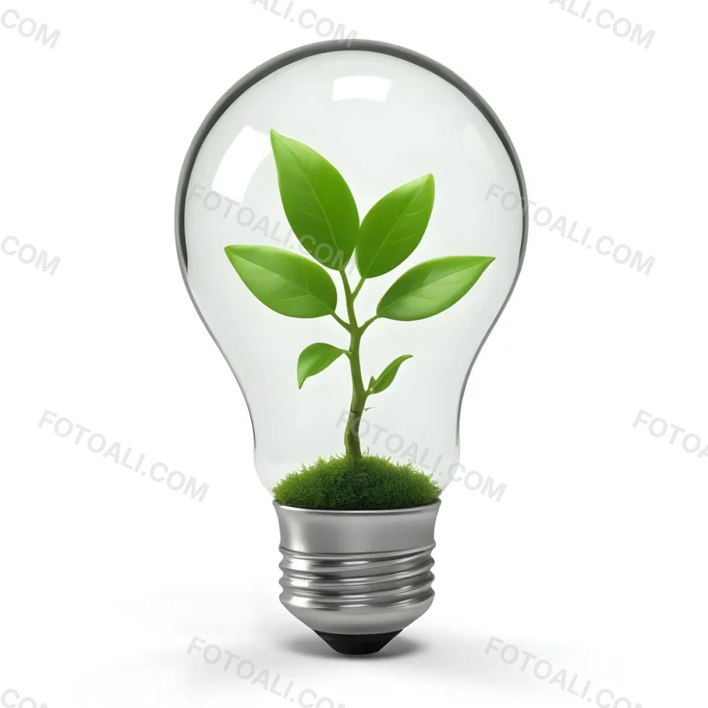 3d Model A Light Bulb With A Green Plant Inside The Bulb Is White And The Plant Is Green The Background Is White Figure Octane Render Volumetric Highly Detailed Videogame Aesthetic 10 1561