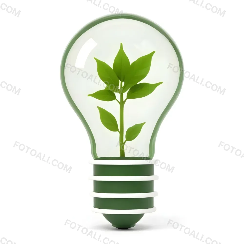 3d Model A Light Bulb With A Green Plant Inside The Bulb Is White And The Plant Is Green The Background Is White Figure Octane Render Volumetric Highly Detailed Videogame Aesthetic 16 B2c0