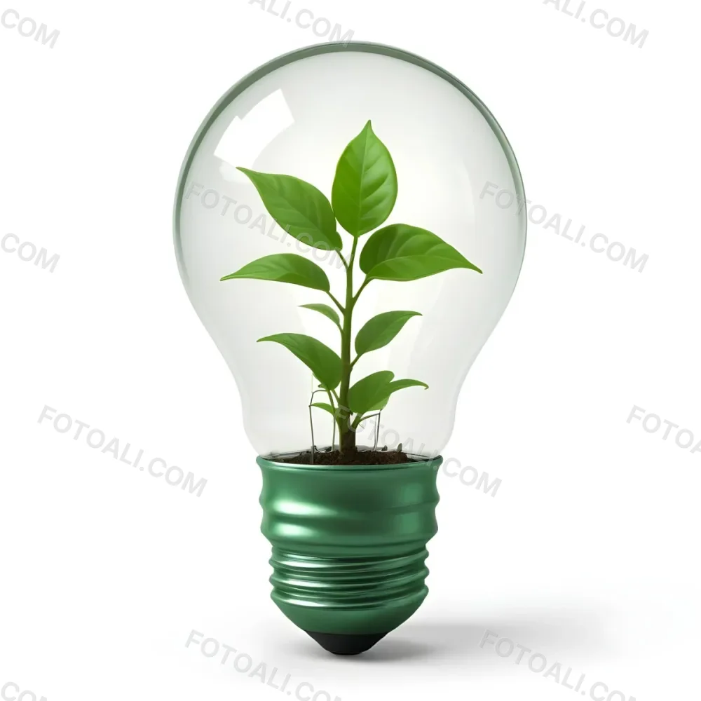 3d Model A Light Bulb With A Green Plant Inside The Bulb Is White And The Plant Is Green The Background Is White Figure Octane Render Volumetric Highly Detailed Videogame Aesthetic 2 7659