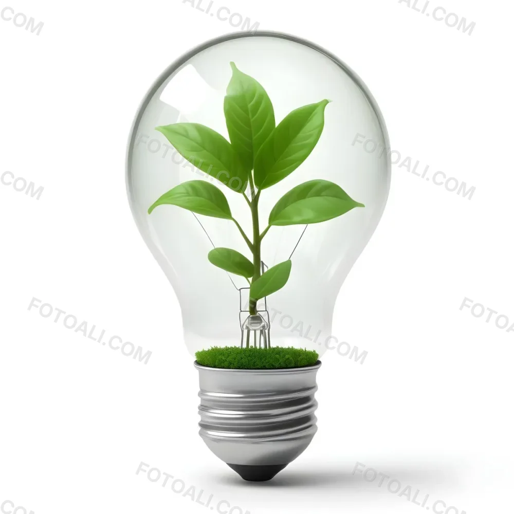 3d Model A Light Bulb With A Green Plant Inside The Bulb Is White And The Plant Is Green The Background Is White Figure Octane Render Volumetric Highly Detailed Videogame Aesthetic 4 D166