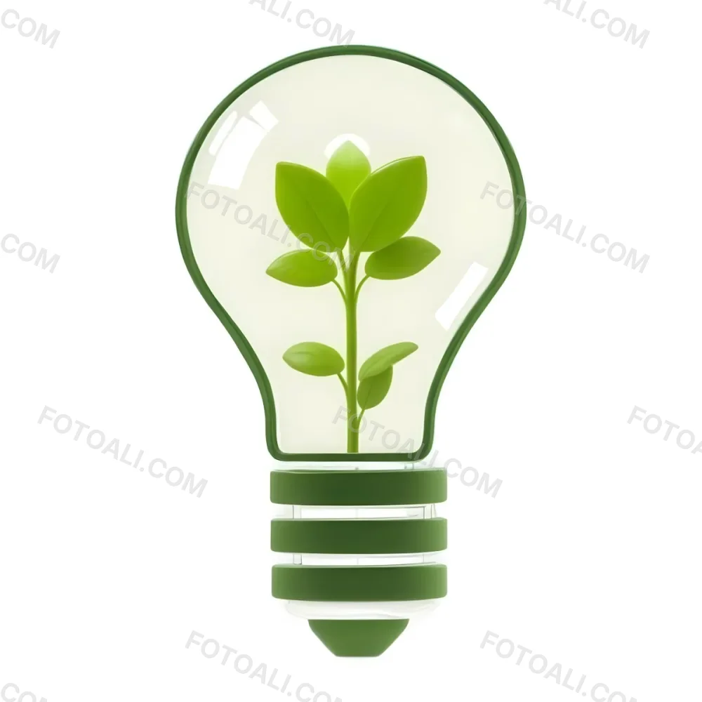 3d Model A Light Bulb With A Green Plant Inside The Bulb Is White And The Plant Is Green The Background Is White Figure Octane Render Volumetric Highly Detailed Videogame Aesthetic 43 F059